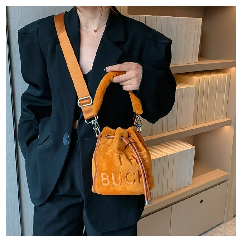 Faux Suede Tote Bag Soft Plush Women Handbags Warm Winter Shopper Purses