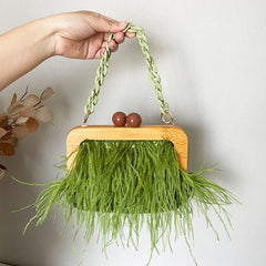Feather Party Evening Clutch Bag Wedding Prom Purses Small Shoulder Chain Bags