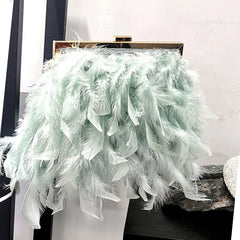 Feathers Clutch Bag for Women Chain Shoulder Evening Party Small Purses