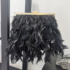 Feathers Clutch Bag for Women Chain Shoulder Evening Party Small Purses