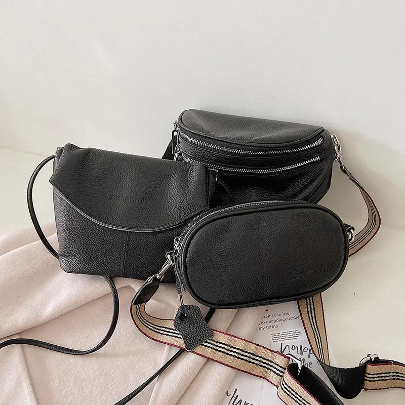 Leather Cowhide Shoulder Handbag Chest Bag