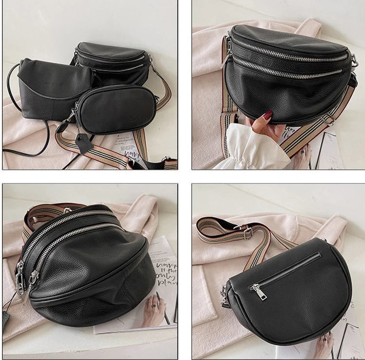 Leather Cowhide Shoulder Handbag Chest Bag