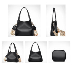 Cowhide Crossbody Bag Wide Straps Ladies Handbag