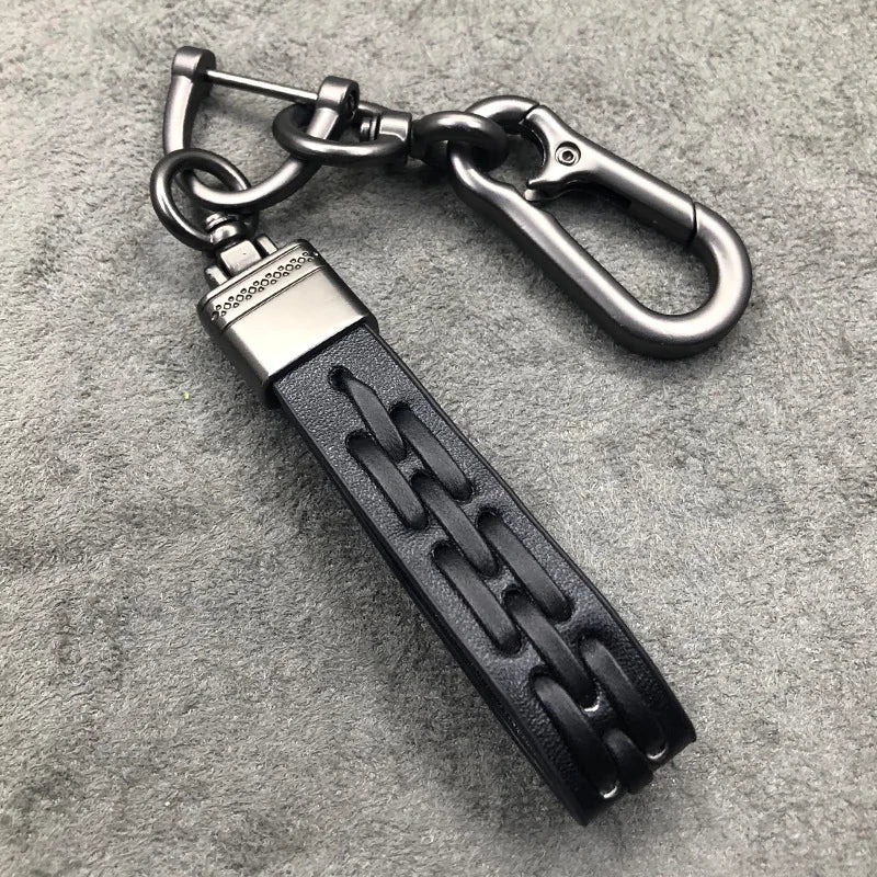 Vintage Braided Rope PU Leather Keychain Ring Holder