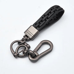 Vintage Braided Rope PU Leather Keychain Ring Holder
