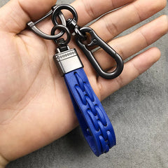 Vintage Braided Rope PU Leather Keychain Ring Holder