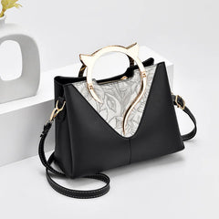 Embroidered Crossbody Bag for Women Large Capacity Leather Shoulder Bag