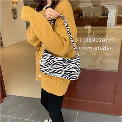 Leopards Pattern Shoulder Bag Women Tote Vintage Leather Handbag Ladies