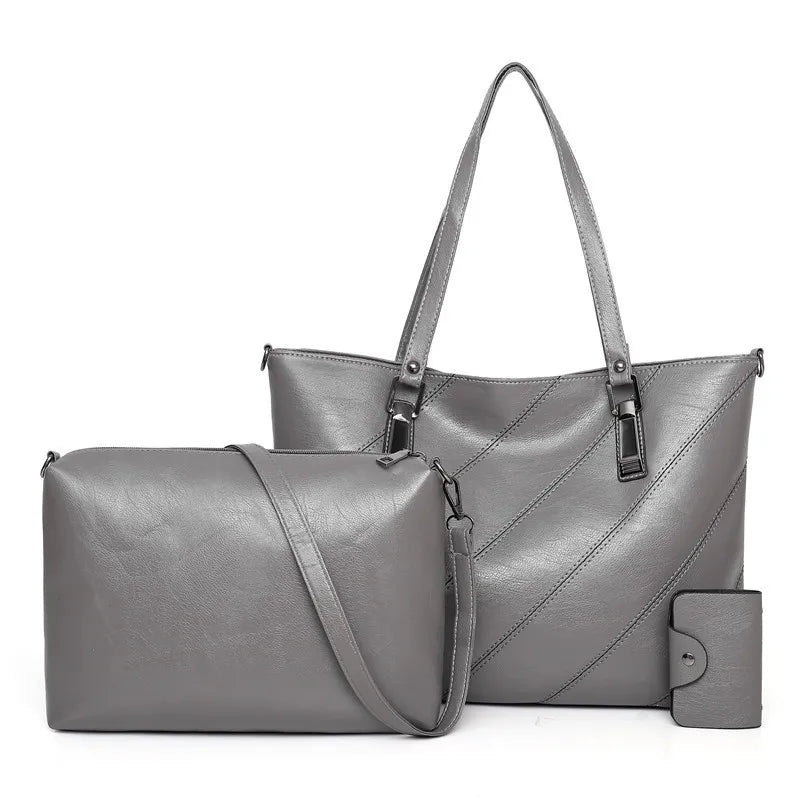 Large Tote Bag Bucket Shoulder Bags PU Leather 2pcs/Set
