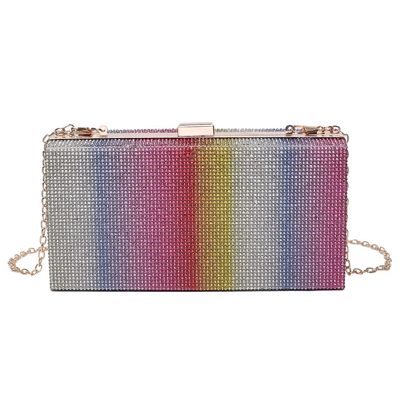Crystal Diamond Square Box Hand Bag Crossbody Shoulder Bag