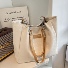 Large Capacity PU Leather Single Shoulder Bag Women Retro Tote