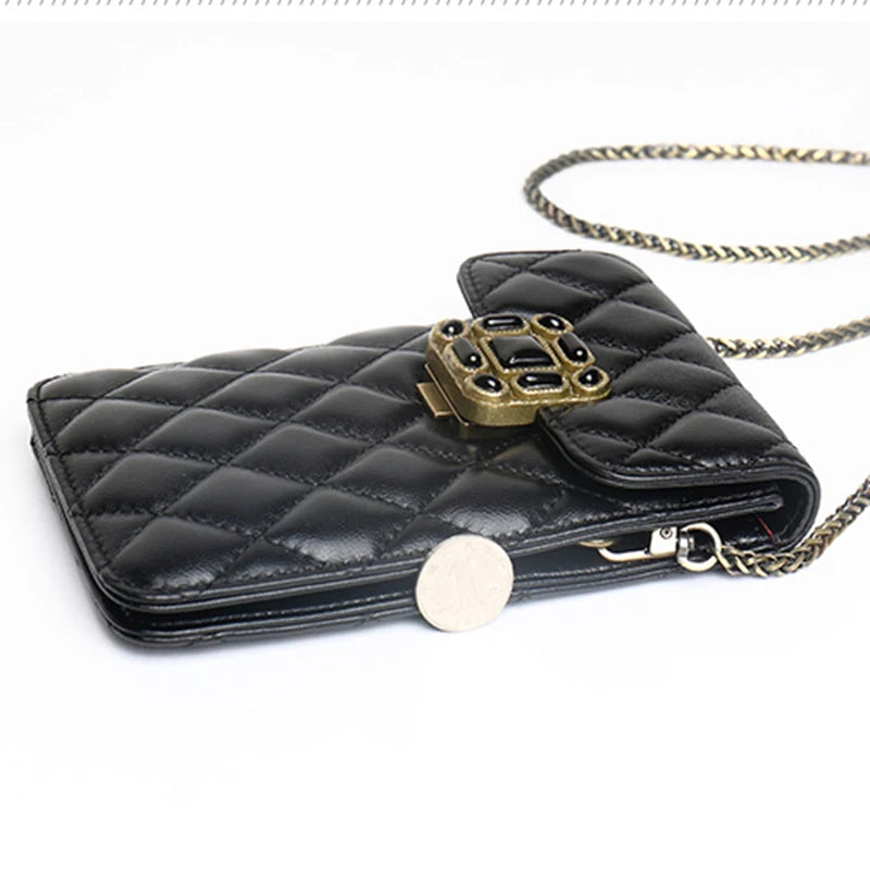 Leather Lambskin Quilting Chain Crossbody Shoulder Bag
