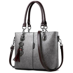 Leather Tassel Crossbody Shoulder Bag for Women