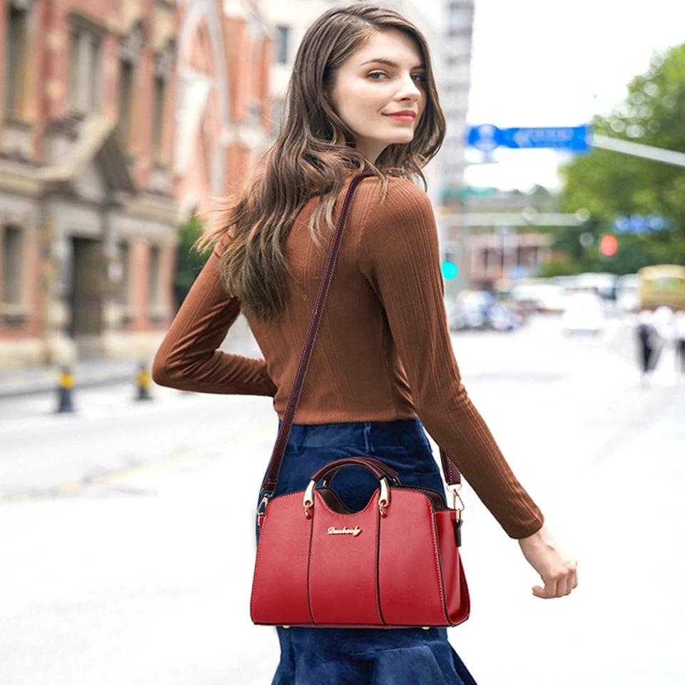 Women Crossbody Bag Waterproof Leather Messenger Handbag