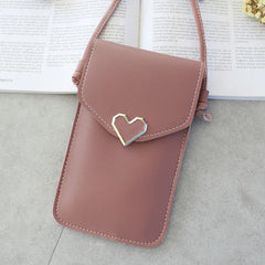 Women Bags Heart-shaped Transparent Touch Screen Phone Bag