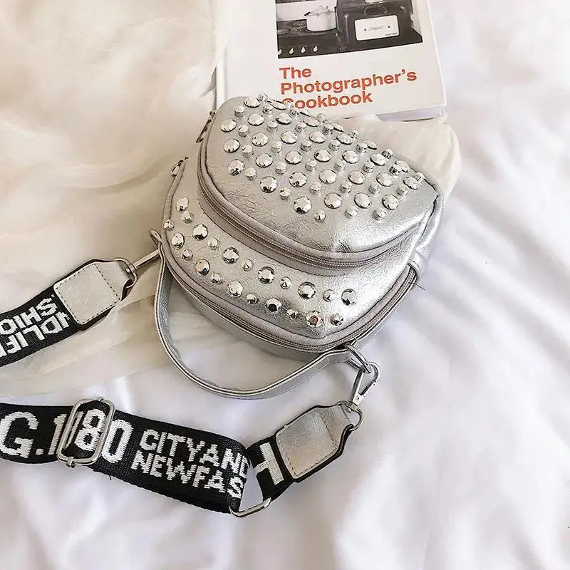Rivet Cloud Peas Shoulder Crossbody Bag Ladies Small Mobile Phone Bag