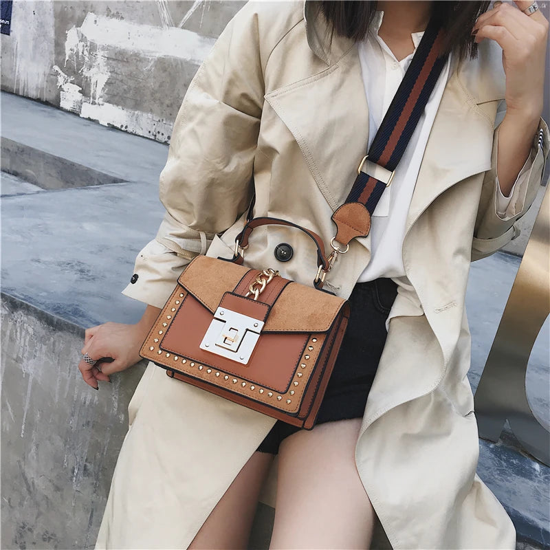 Rivet Crossbody Bag Red Small Messenger Shoulder Bag Ladies Hand Bag