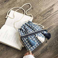 Chinese Style Shoulder Bag Costume Cloth Purse Tassel Bucket Bags