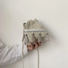 Chinese Style Shoulder Bag Costume Cloth Purse Tassel Bucket Bags