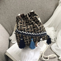 Chinese Style Shoulder Bag Costume Cloth Purse Tassel Bucket Bags