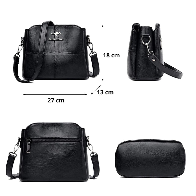 Soft Leather Crossbody Messenger Bag Vintage Shoulder Bag