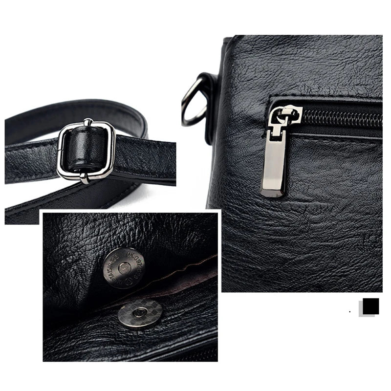Soft Leather Crossbody Messenger Bag Vintage Shoulder Bag