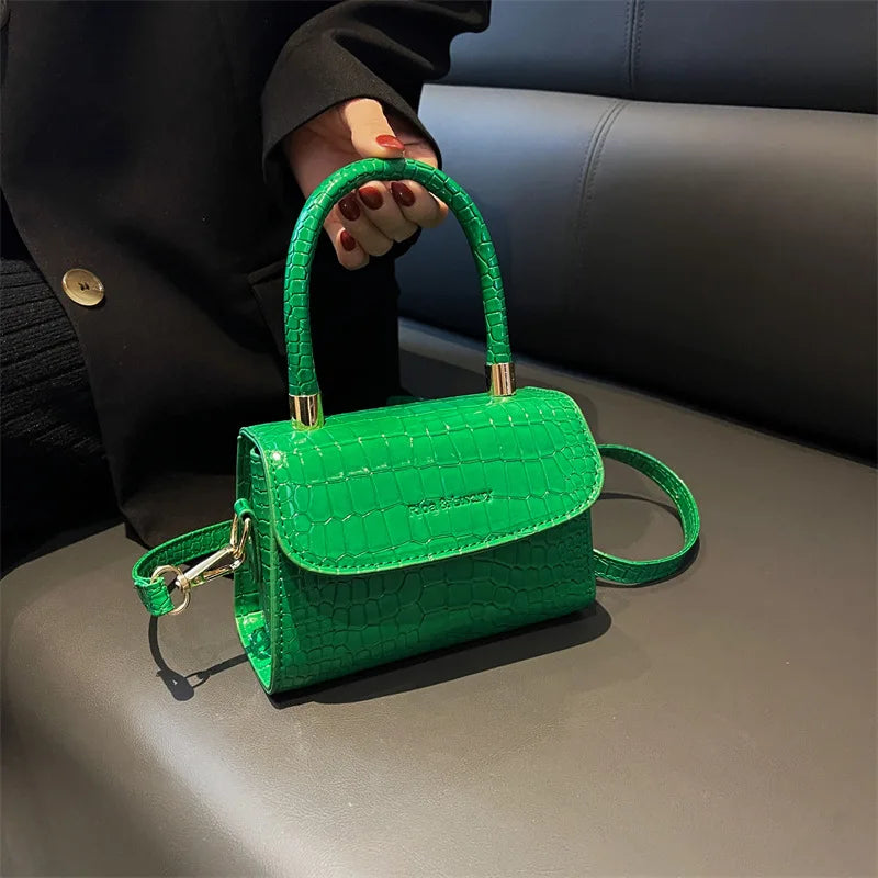 Crocodile Crossbody Bag Patent Leather Shoulder Messenger Bag