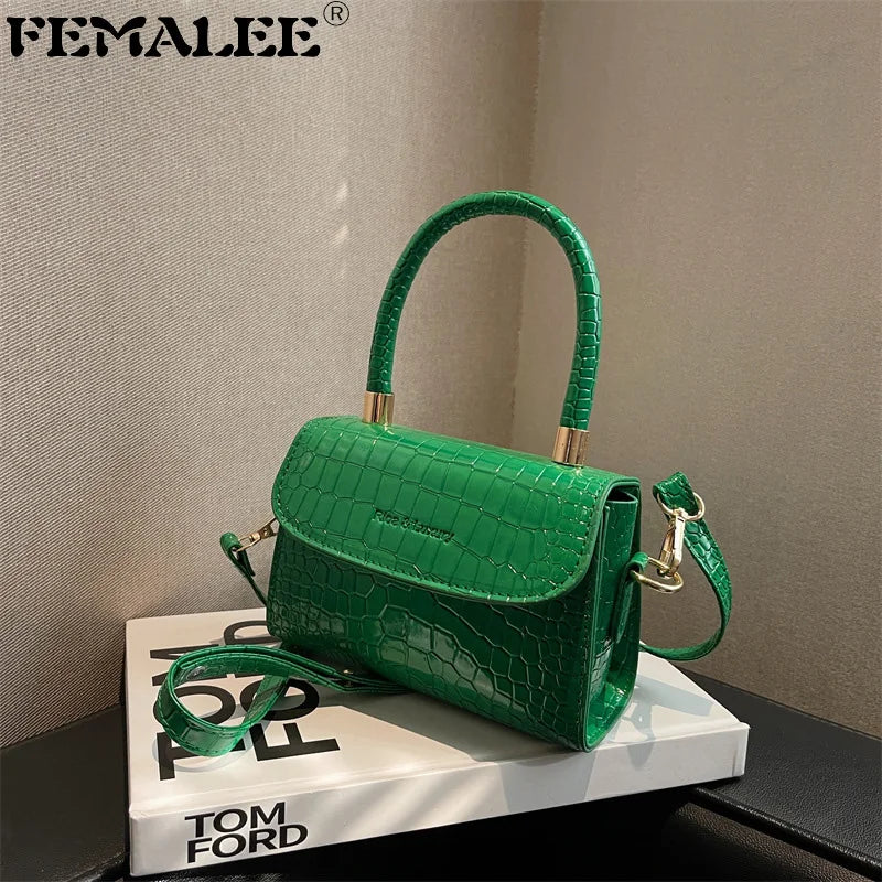 Crocodile Crossbody Bag Patent Leather Shoulder Messenger Bag