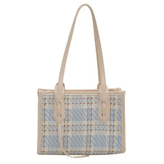 Women Summer Leather Plaid Totes Shoulder Bags Top-handle Bags