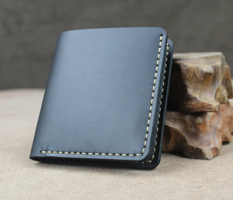 Crazy Horse Leather Wallet Men Small Wallet Coffee