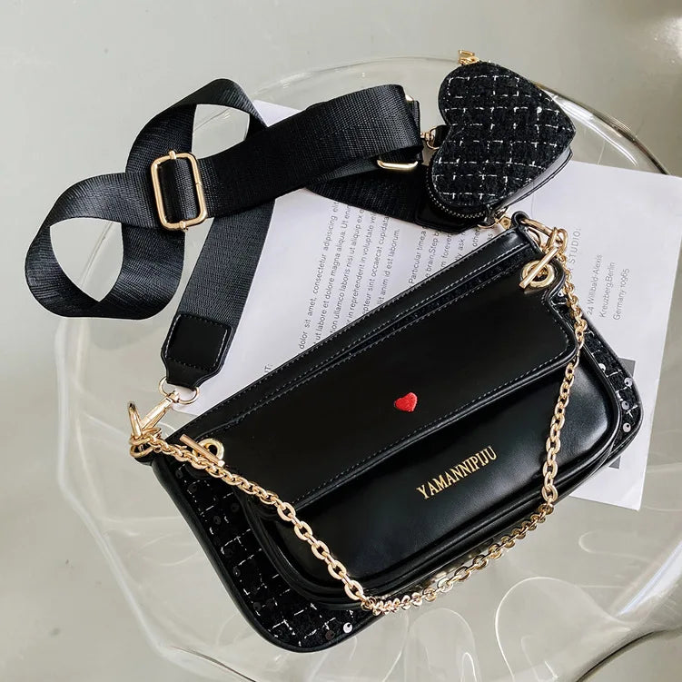 Women's 2 Pcs Shoulder Bag Set Casual Chain Crossbody Messenger Bags