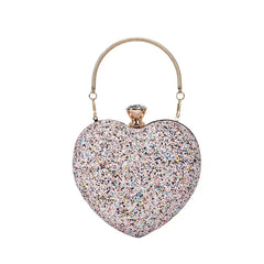 Heart Shape Evening Clutch Bag Sequin Women Mini Party Purses Chain Bag