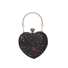Heart Shape Evening Clutch Bag Sequin Women Mini Party Purses Chain Bag