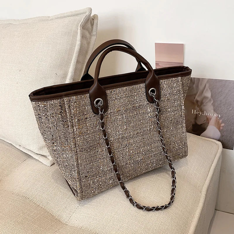 Canvas Shoulder Bag Large Capacity Casual Tote