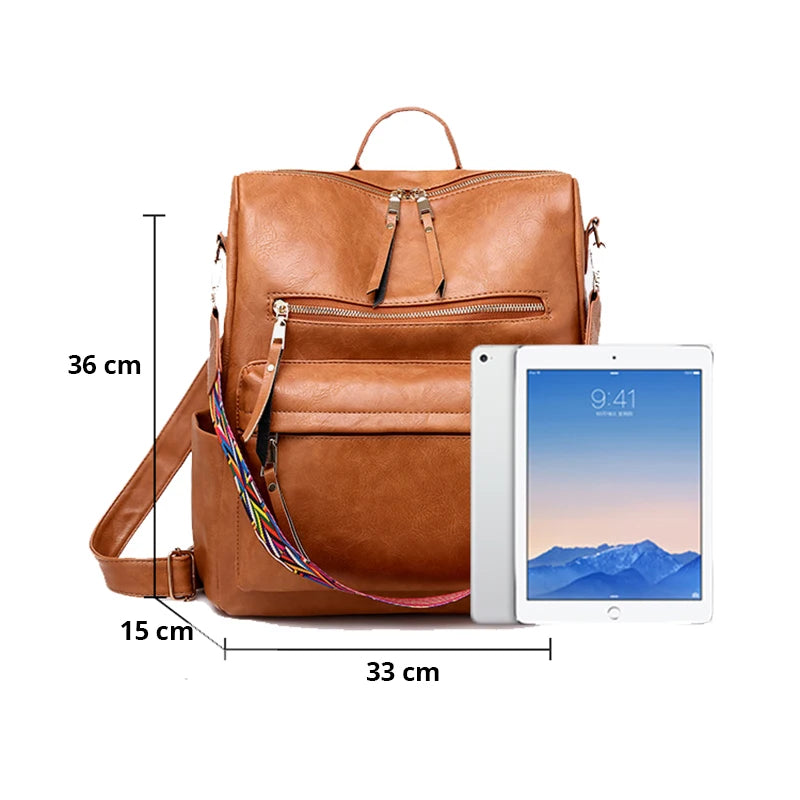 Leather Backpack Women Bag Pack Shoulder Bag Sac A Dos High Travel