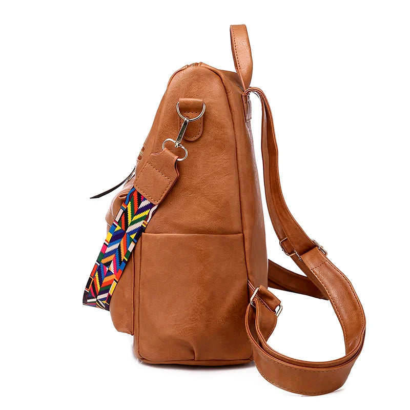 Leather Backpack Women Bag Pack Shoulder Bag Sac A Dos High Travel