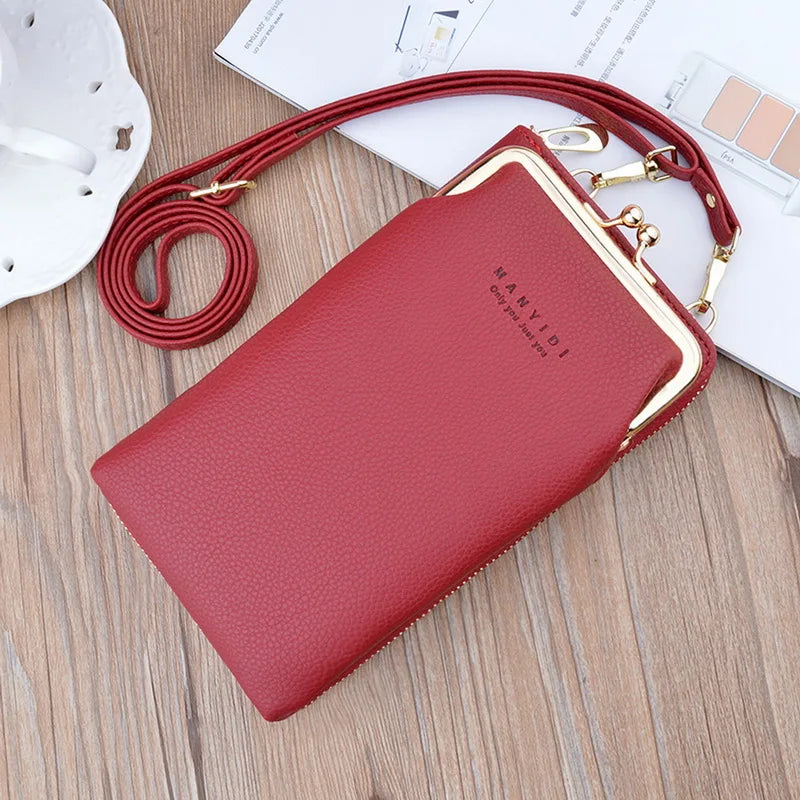 Leather Crossbody Purse Clutch Wallet Shoulder Bag