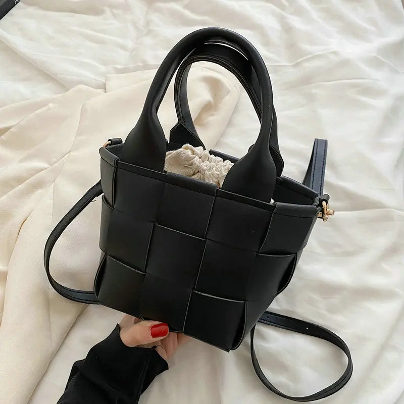 Mini Square Weave Bag Leather Shoulder Crossbody Bag for Women