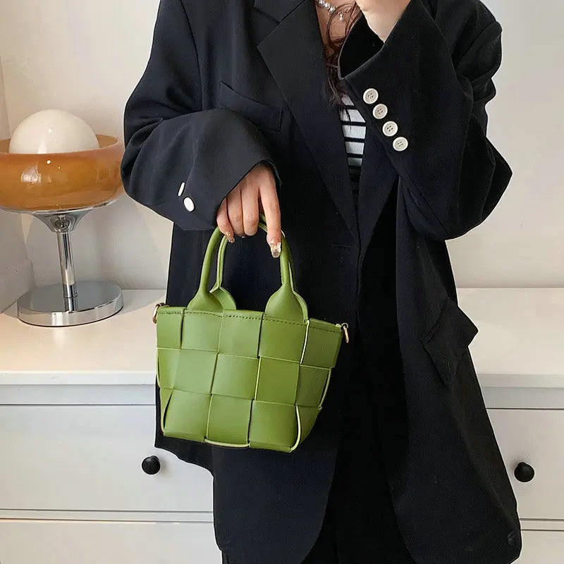 Mini Square Weave Bag Leather Shoulder Crossbody Bag for Women