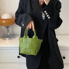 Mini Square Weave Bag Leather Shoulder Crossbody Bag for Women