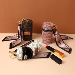 Mini Lipstick Bag Silk Ribbon Key Chain for Women