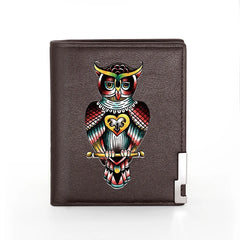 Mysterious Owl Cover Leather Wallet Slim Credit Card Holders