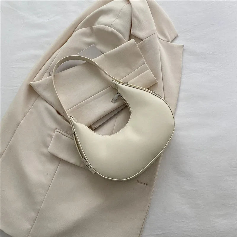 Half-moon PU Leather Armpit Bag for Women