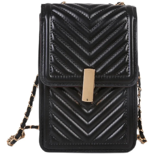 Square Phone Bag with Chain Mini Messenger Bag PU Leather Phone Pouch