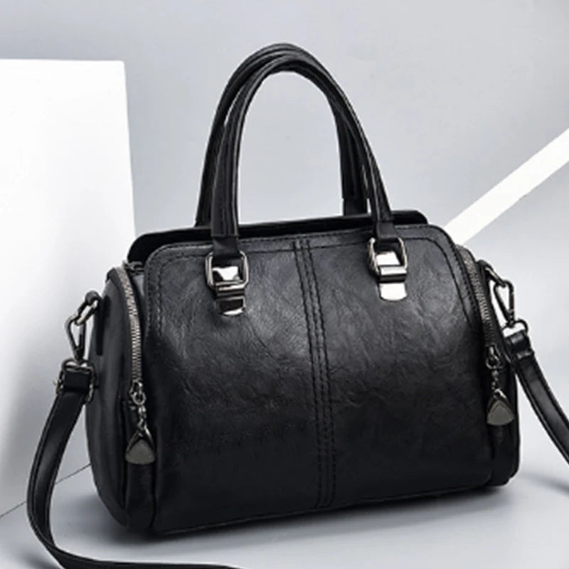 PU Leather Handle Bag For Women Middle-aged Shoulder Bags