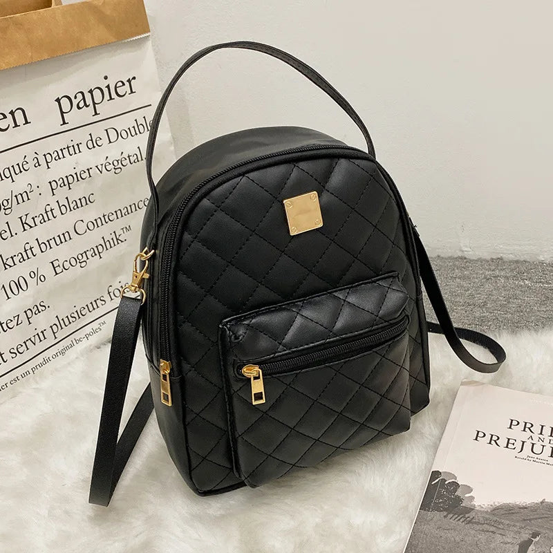 PU Leather Small Backpack Schoolbag Large Capacity Mochila
