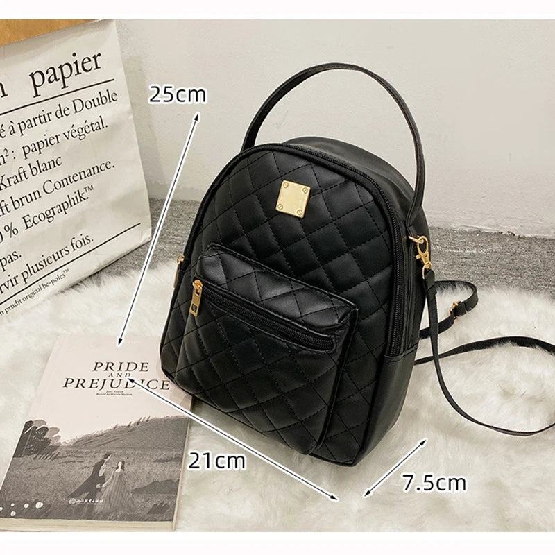 PU Leather Small Backpack Schoolbag Large Capacity Mochila
