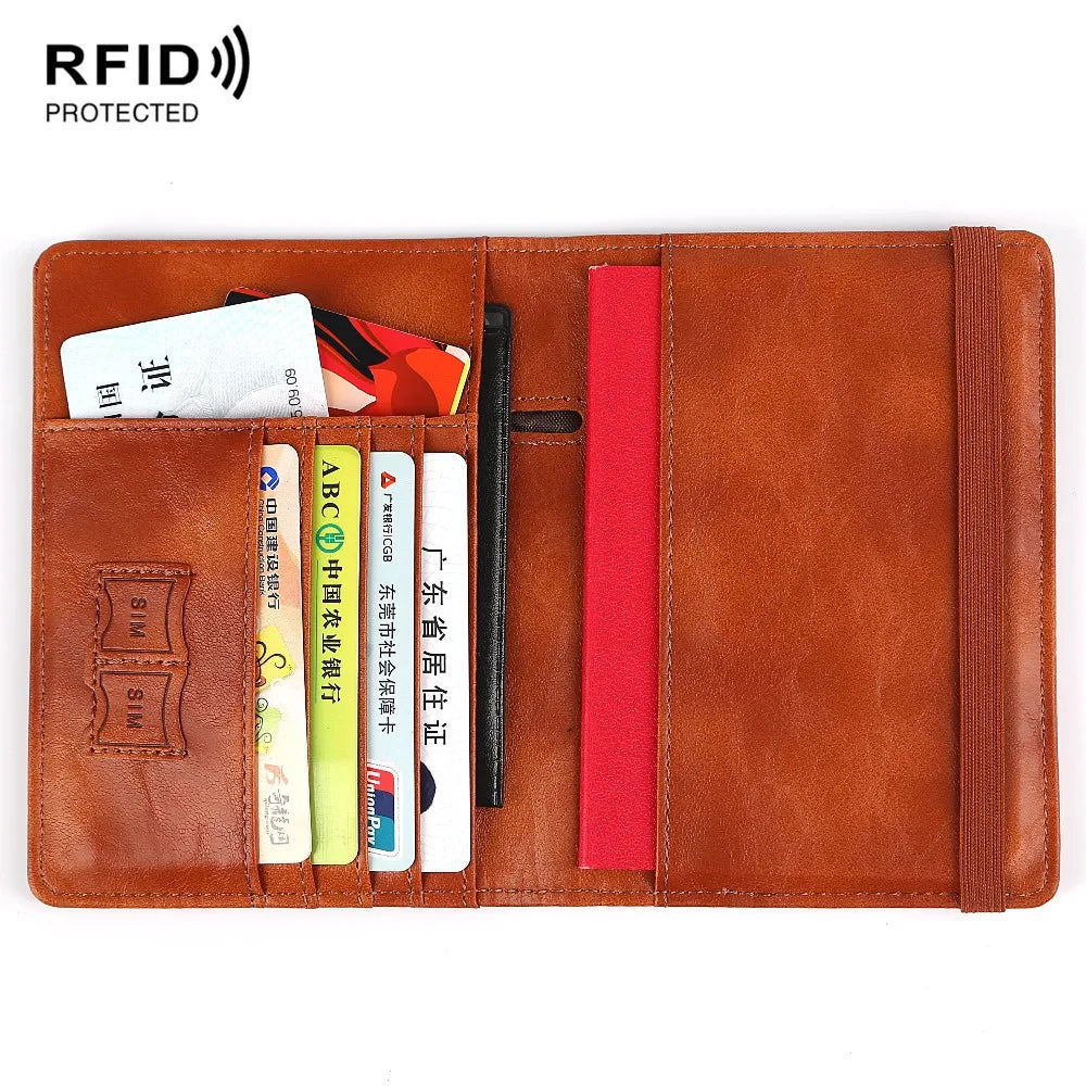 Passport Holder Document Organizer Leather Cover for Car Documents