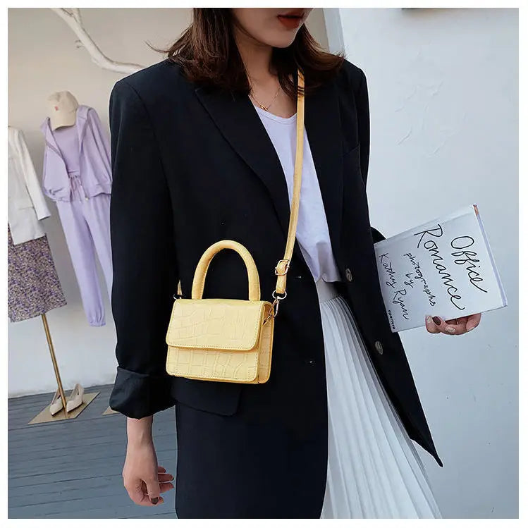 Crocodile Pattern Shoulder Bag Small Square Crossbody Bag