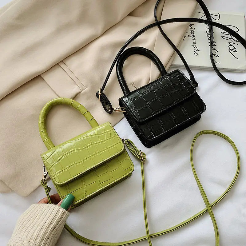 Crocodile Pattern Shoulder Bag Small Square Crossbody Bag